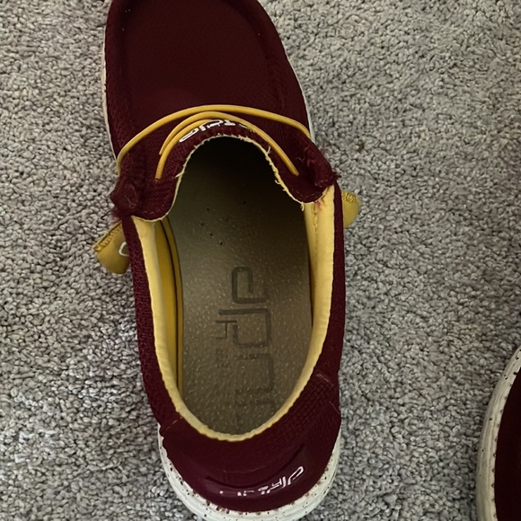 Hey Dude Shoes Maroon And Yellowgold Hey Dude Size 9 Poshmark